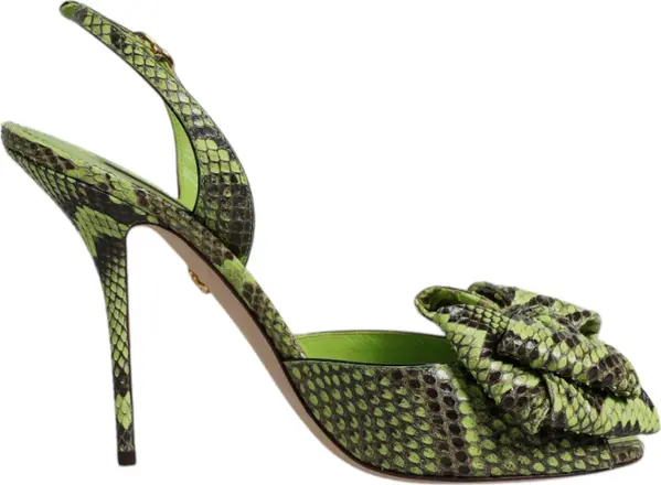 Green Python Leather Heels Sandals Shoes