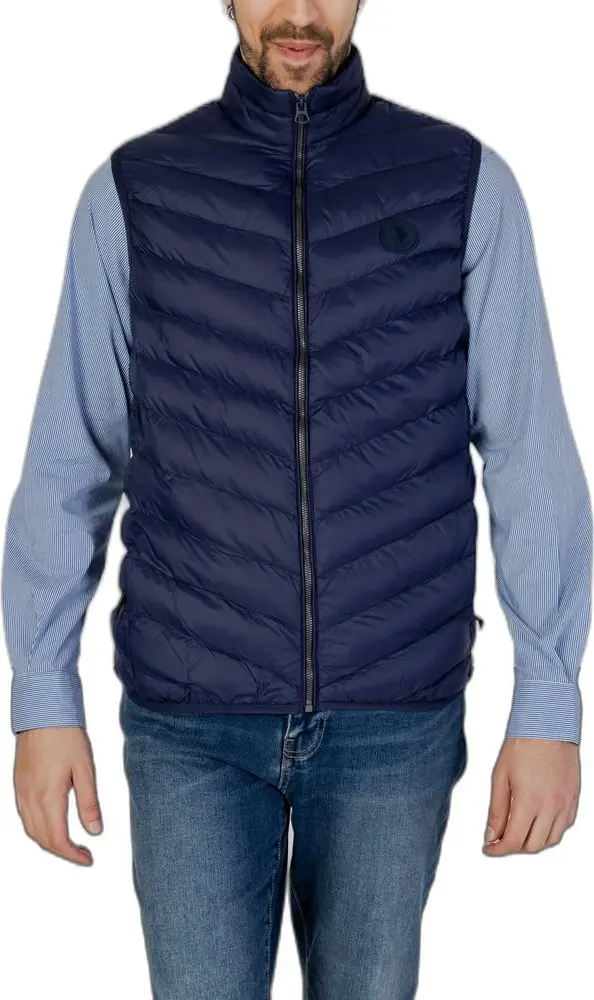 Blue Polyamide Sleeveless Jacket