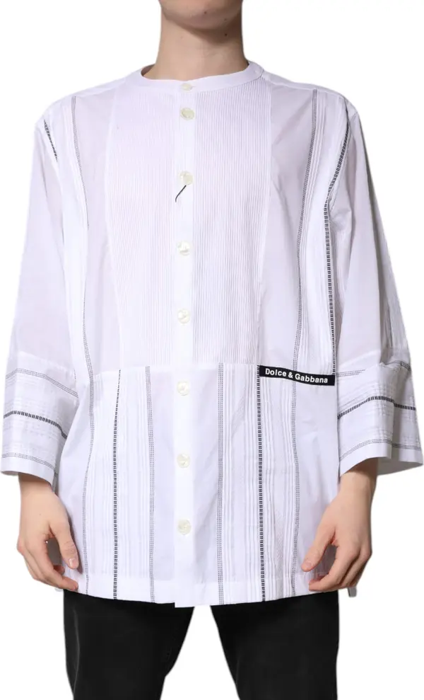White Cotton Button Down Long Sleeves Shirt