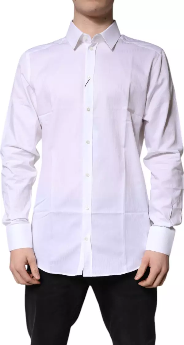 White Cotton Collared GOLD Dress Formal Shirt