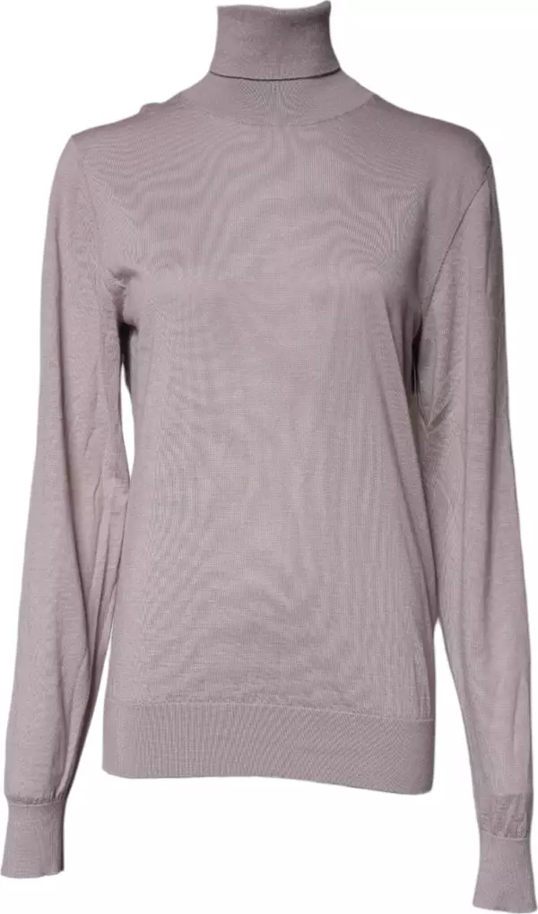 Brown Cashmere Turtleneck Pullover Sweater