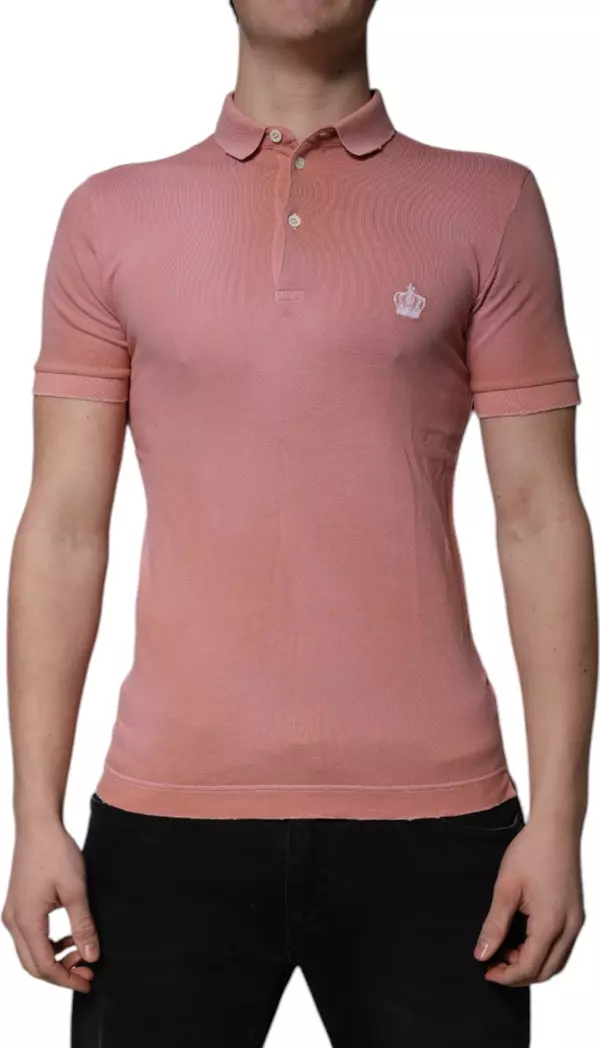 Pink Cotton Crown Collared Polo T-shirt