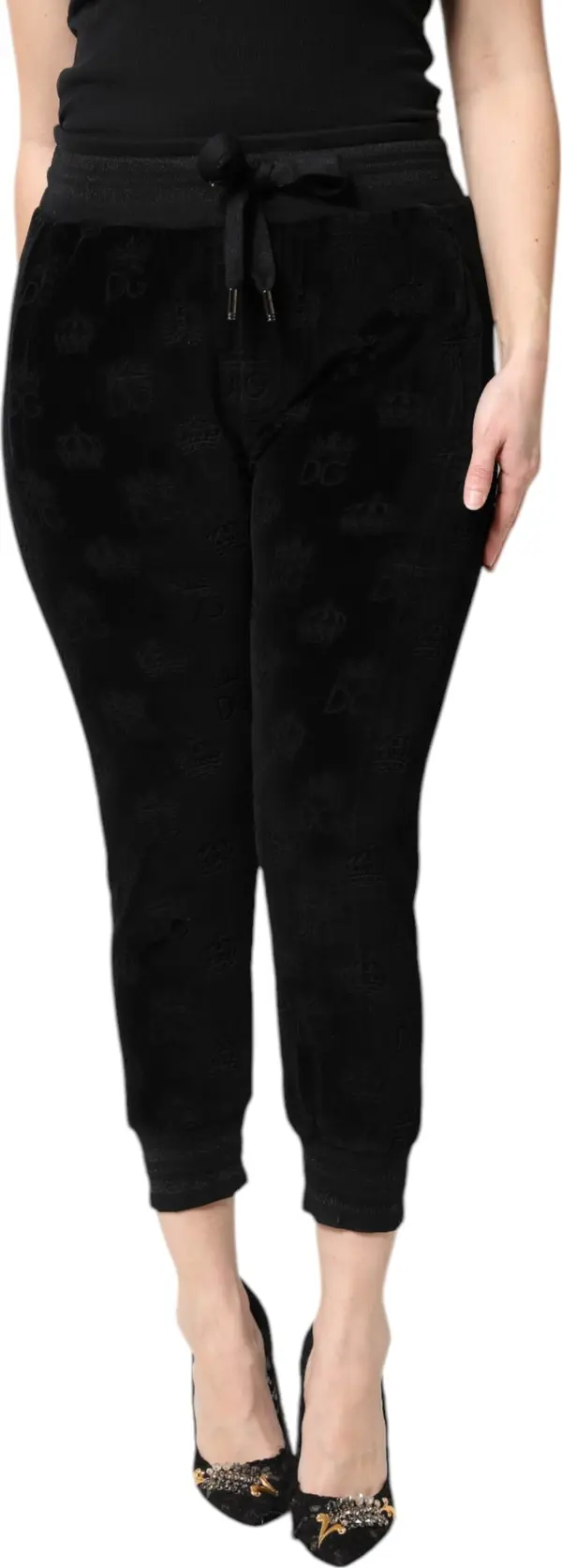 Black All-Over DG Logo Print Jogger Pants