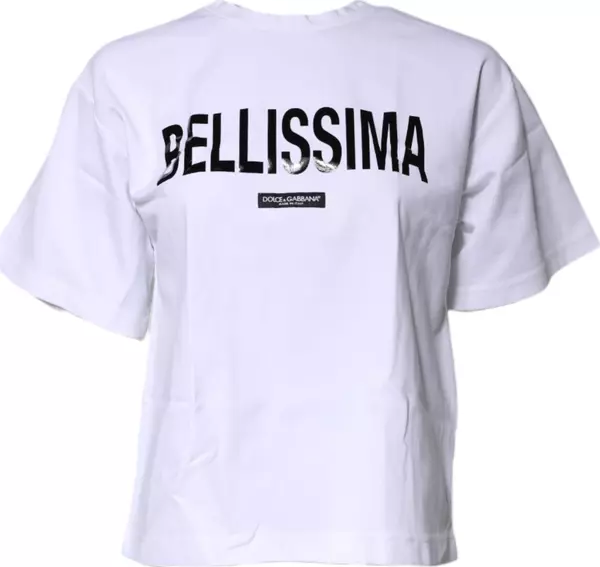 White Bellissima Cotton Crew Neck T-shirt
