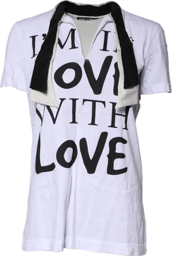 White Cotton Silk Blend Ascot Collar T-shirt
