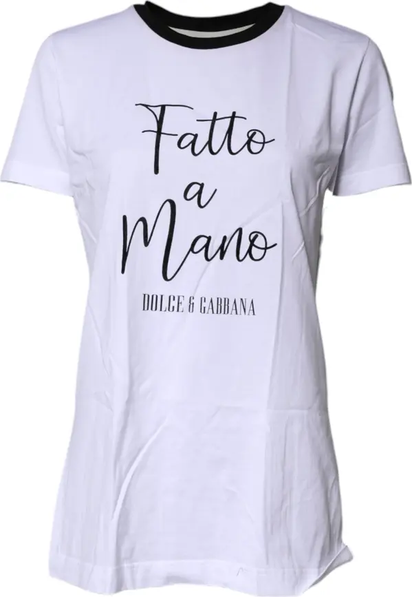 White Printed Round Neck Top Cotton T-shirt