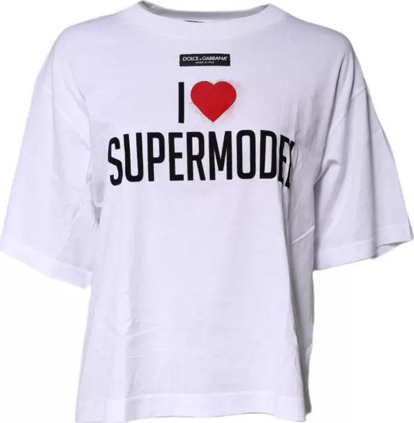 White Printed Round Neck Top Cotton T-shirt