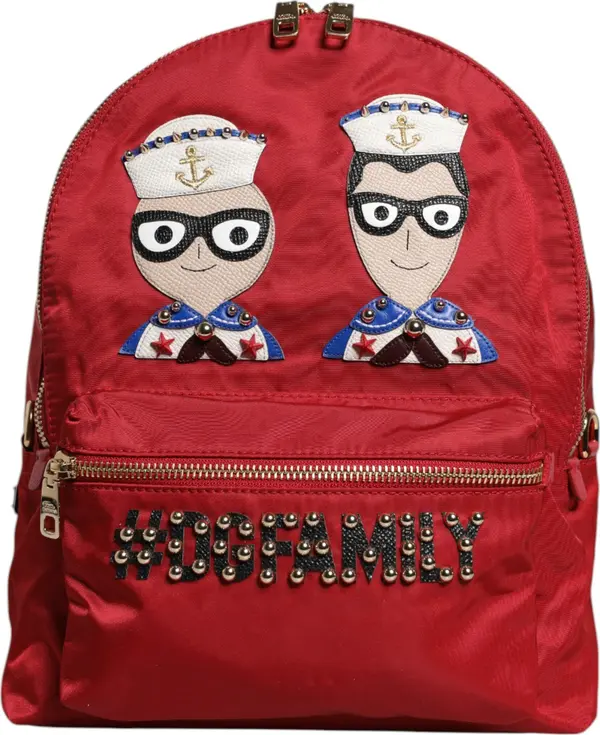 Red #DGFAMILY VULCANO Embellishment Backpack Bag