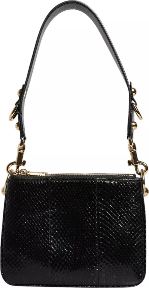Black Exotic Leather Shoulder Sling Clutch Bag
