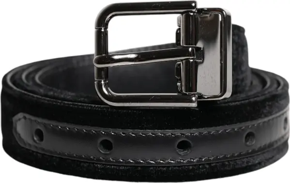 Black Leather Metal Buckle Classic Belt