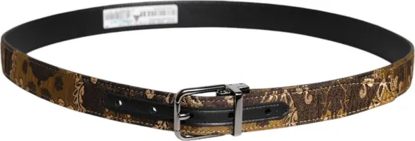 Multicolor Jacquard Leather Logo Buckle Belt