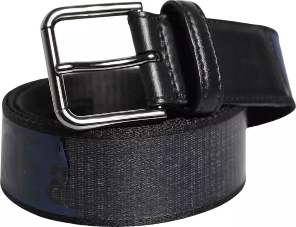 Black Blue Polyester Printed Metal Buckle Belt