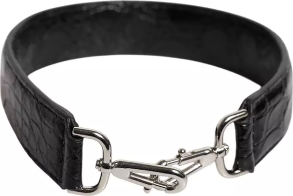 Black Alligator Leather Bag Shoulder Strap