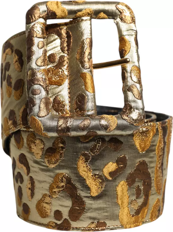 Gold Spotted Jacquard Fabric Wide Waist Belt