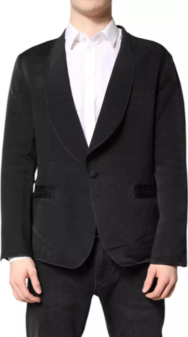 Black Silk Single Breasted Coat Blazer Suit