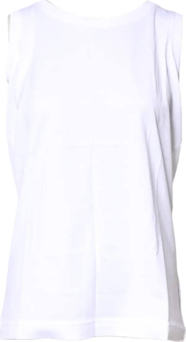 White Cotton Sleeveless Crew Neck T-shirt