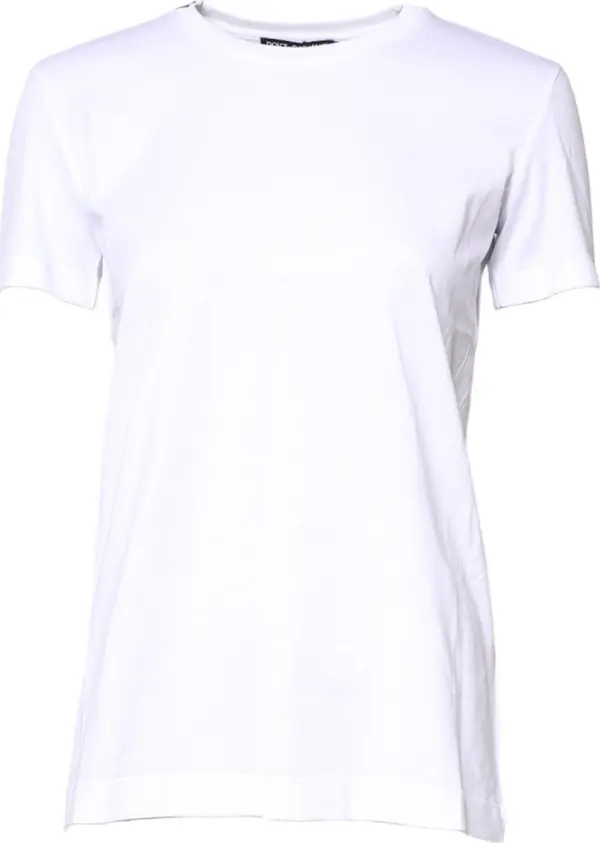 White Cotton Crew Neck Short Sleeves T-shirt