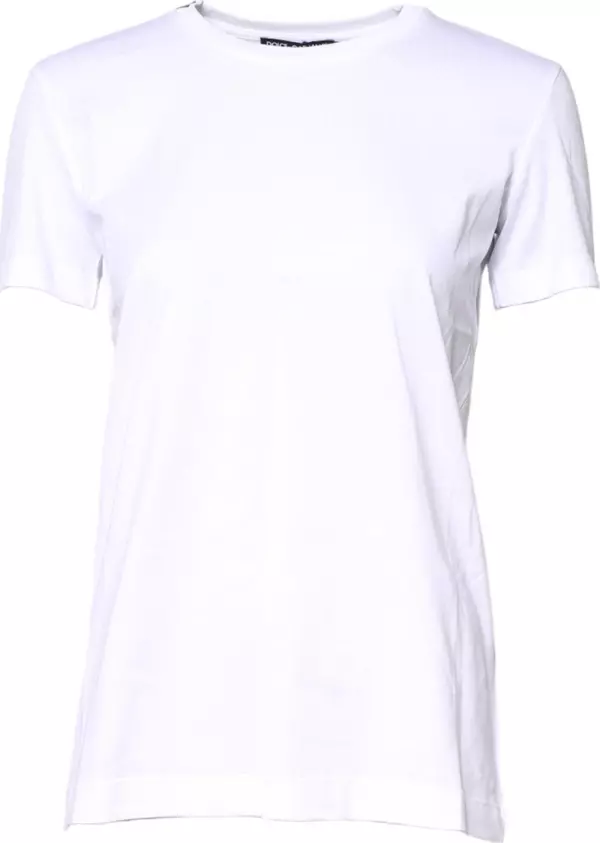 White Cotton Crew Neck Short Sleeves T-shirt