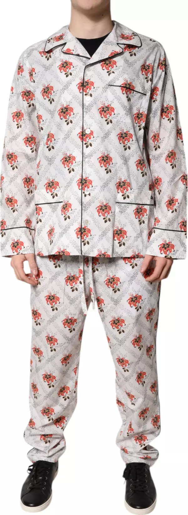 Multicolor Floral Print Cotton Pajama Set Sleepwear