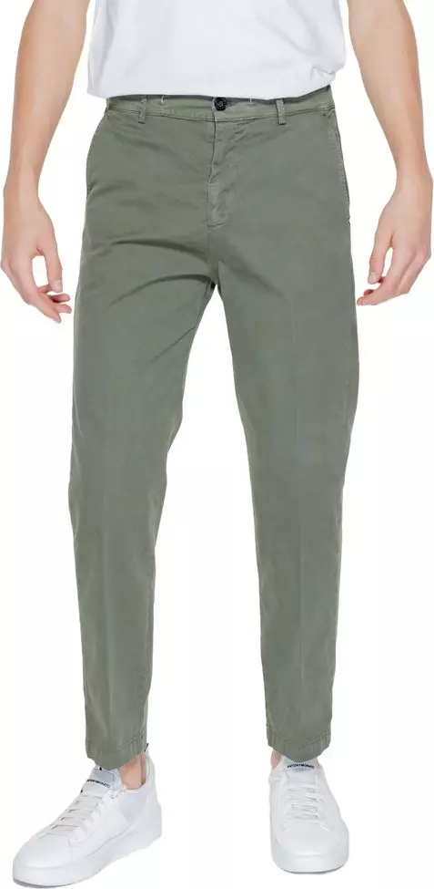 Green Cotton Casual Pants