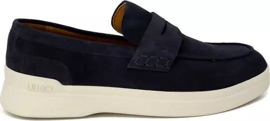 Blue Suede Leather Slip-On Loafers