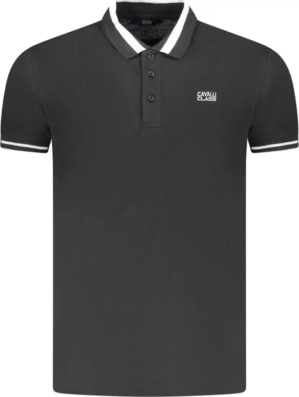 Black Cotton Men Polo