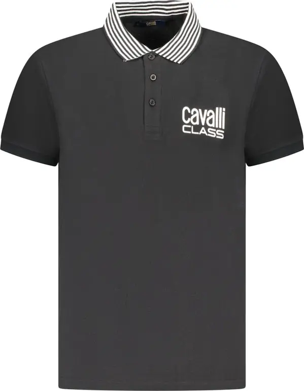 Black Cotton Men Polo Shirt
