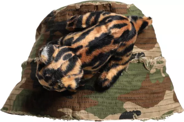 Multicolor Leopard Embellish Wide Brim Bucket Hat