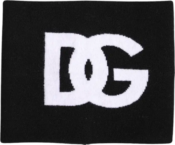 Black White Logo Print Knitted Neck Warmer Scarf