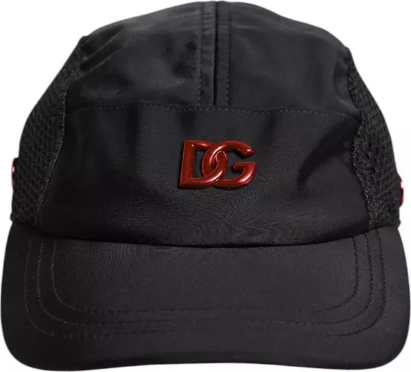 Black Nylon DG Logo 6 Panels Baseball Cap