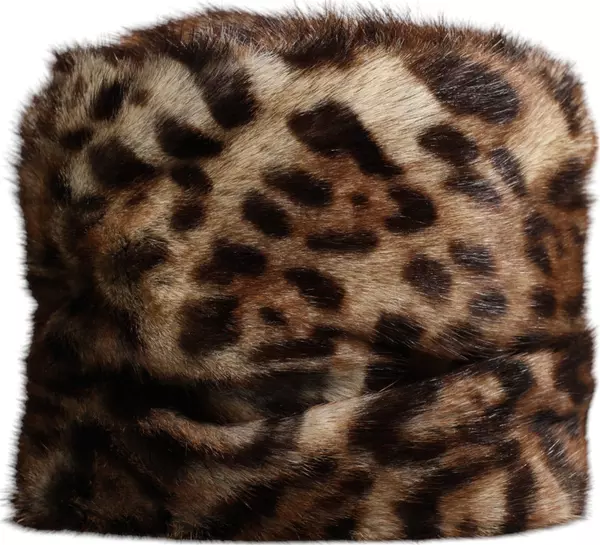 Brown Leopard Faux Fur Women Bucket Hat