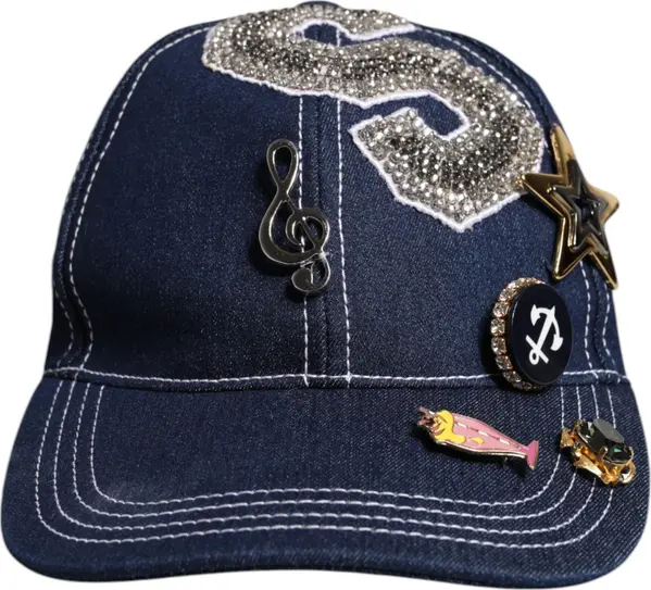 Blue Crystal Embellishment Baseball Cap