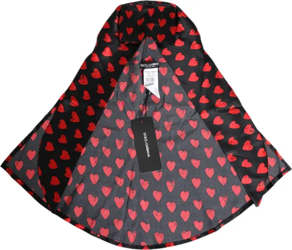 Black Red Hearts Polyester Hat
