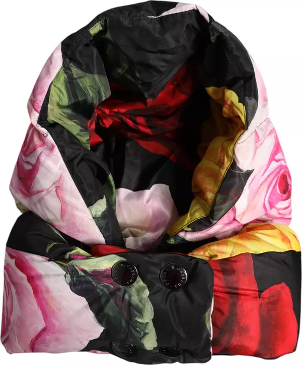 Black Floral Print Whole Head Wrap Hat