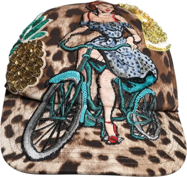 Brown Leopard Sequin Sicily Baseball Cap