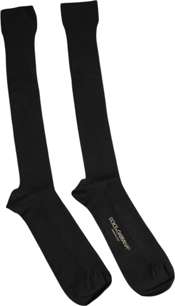 Black Viscose Logo Over The Calf Socks