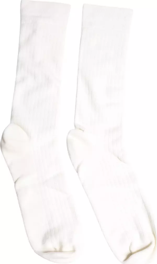 White Cotton Solid Mid Calf Men Socks