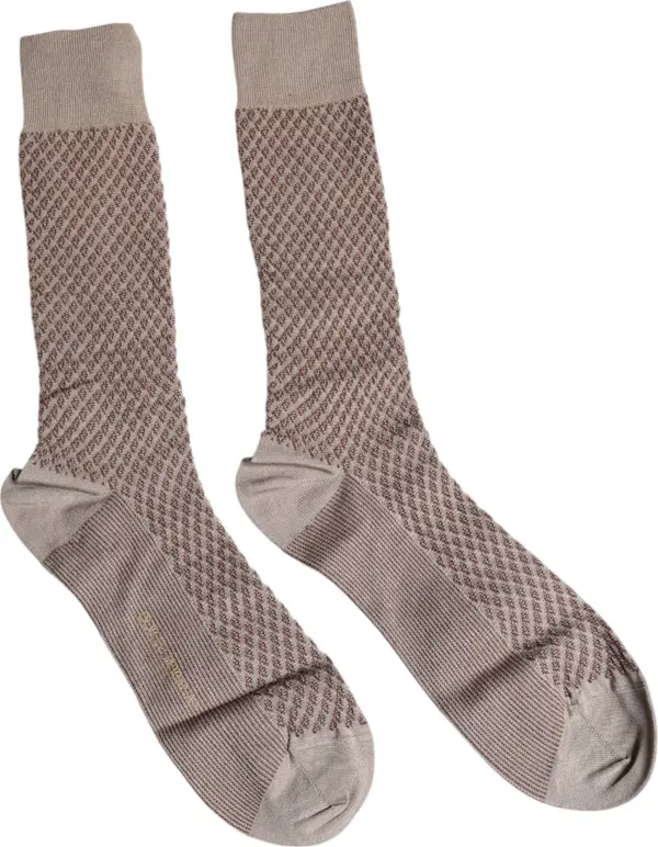 Brown Solid DG Logo Mid Calf Men Socks