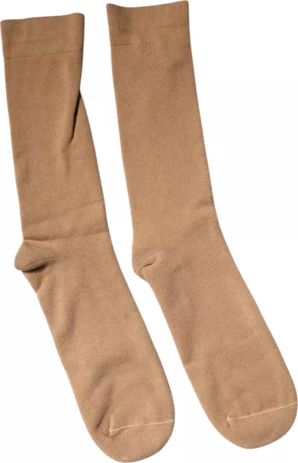 Brown Solid Cotton Mid Calf Men Socks