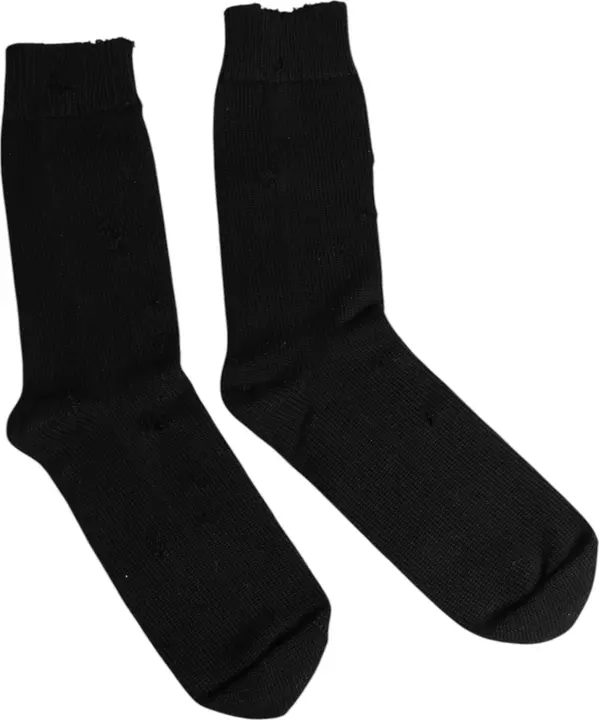 Black Solid Stretch Mid Calf Men Socks