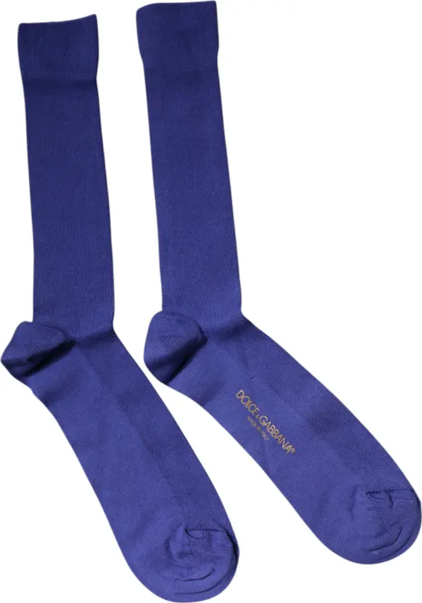 Purple Cotton Logo Over The Calf Socks