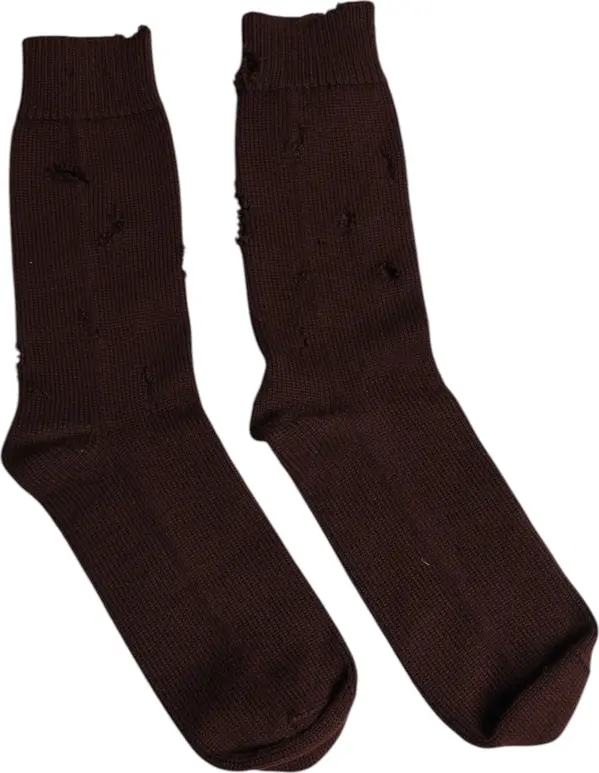Brown Solid Cotton Stretch Mid Calf Socks