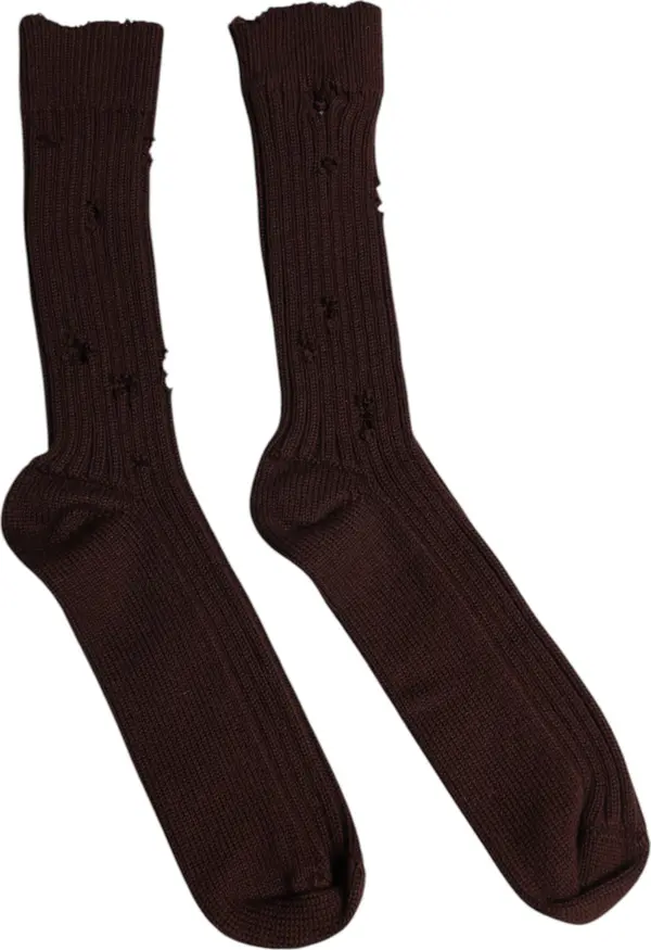 Brown Cotton Stretch Over The Calf Socks