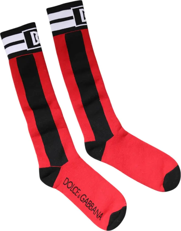 Red Cotton Stretch Printed Socks