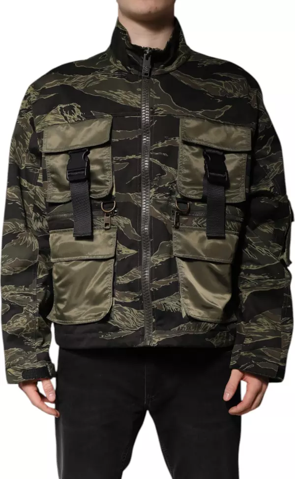 Multicolor Camouflage Cotton Bomber Jacket