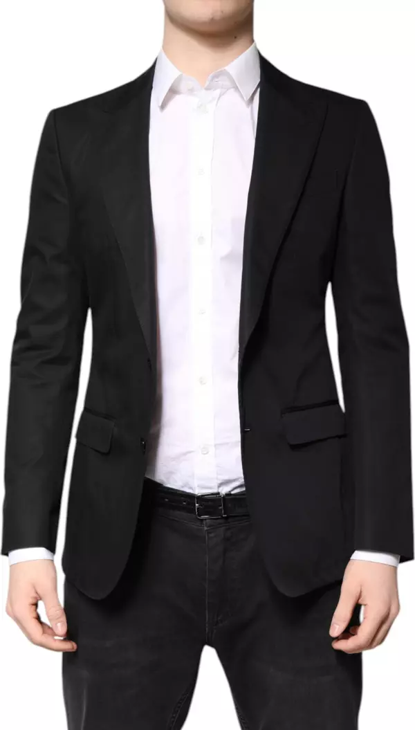 Black Cotton Single Breasted Men Coat Blazer