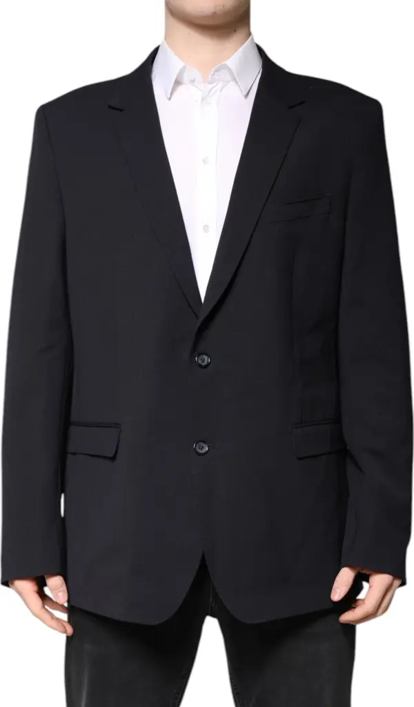 Dark Blue Wool Single Breasted Coat Blazer