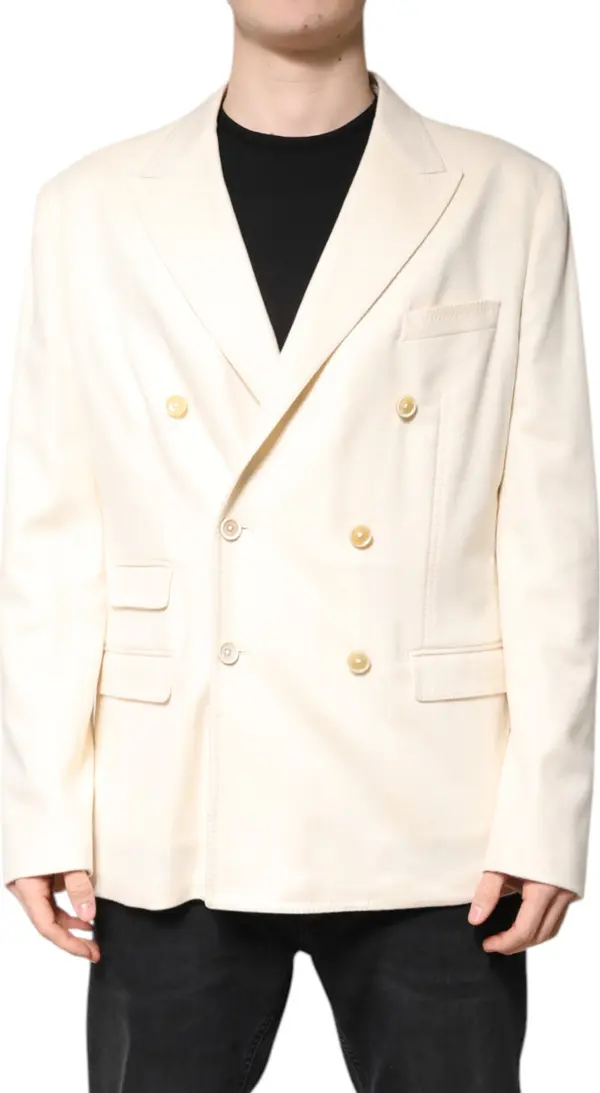 Beige Cashmere Double Breasted Coat Blazer