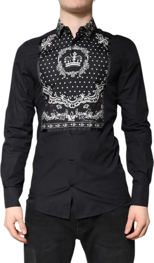 Black White Bandana GOLD Formal Dress Shirt