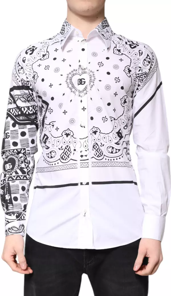 White Black Bandana MARTINI Men Dress Shirt
